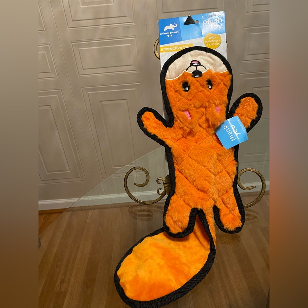 Animal Planet Fox 🦊 Flat Bodo Interactive  Dog Toy With Clinker & Squeakers  14”